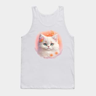 Sweet Persian Kitten: Blossoming Fantasy World in Floral Harmony Tank Top